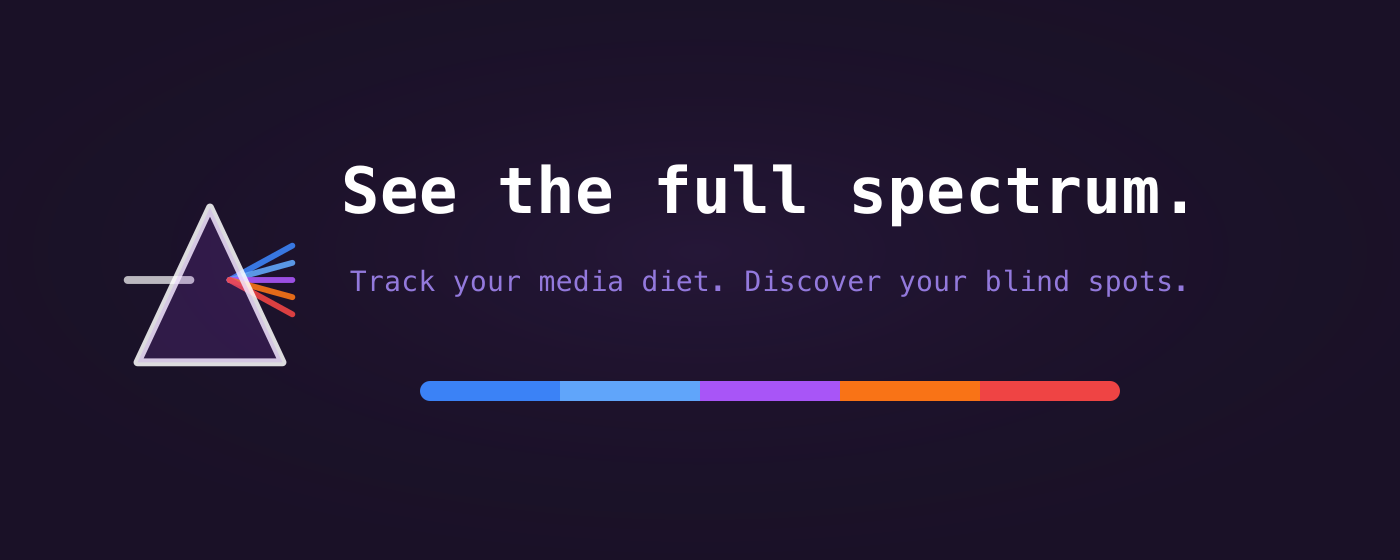 Prism Chrome extension promo showing media bias spectrum visualization